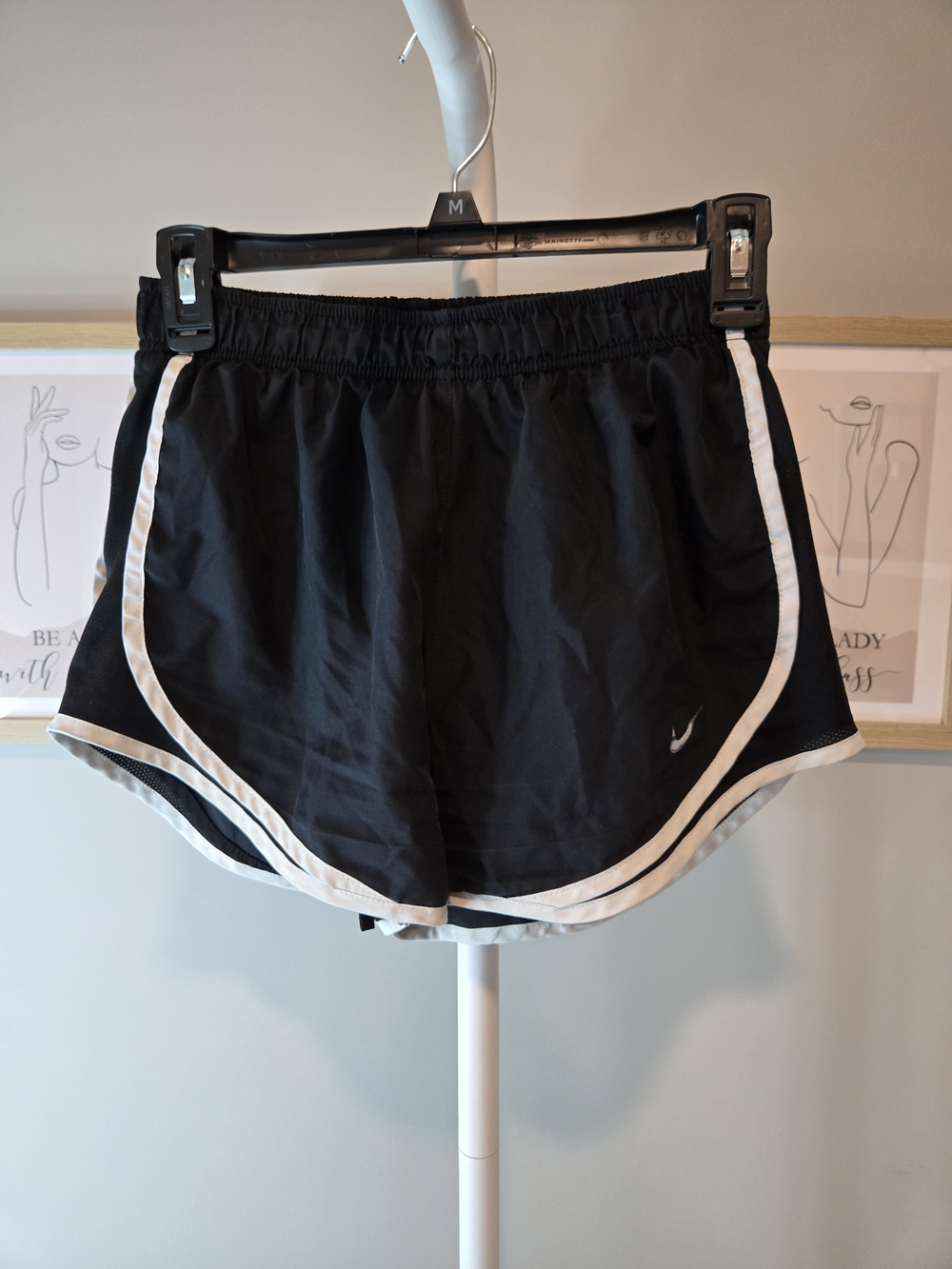 Nike Black Running Shorts with White Piping